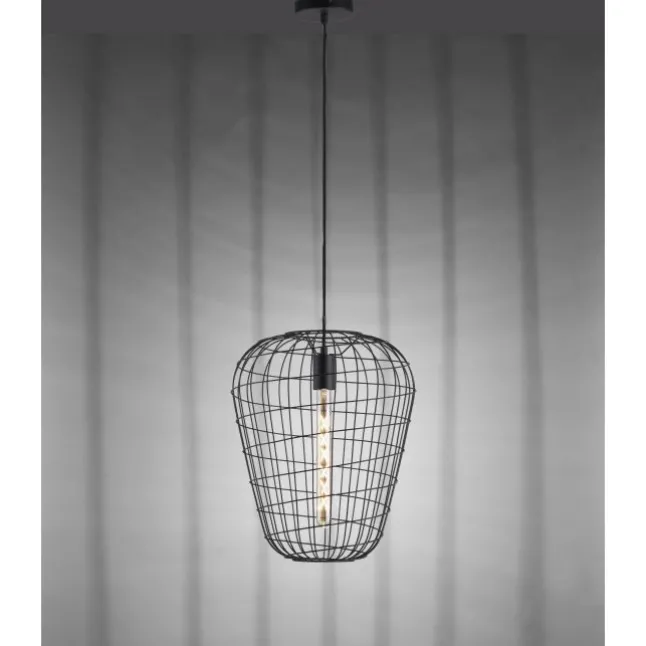 Pendelleuchte, Industrial Design, schwarz, Cage-Optik, höhenverstellbar
