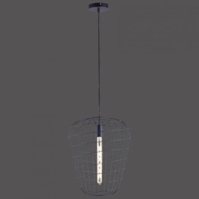 Pendelleuchte, Industrial Design, schwarz, Cage-Optik, höhenverstellbar