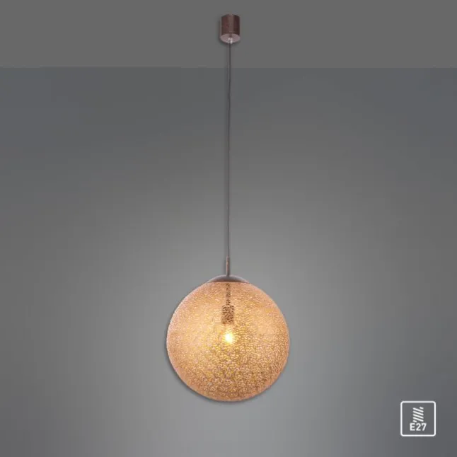 Pendelleuchte, Kugelform, Ø 40cm, goldfarben, brüniert, E27