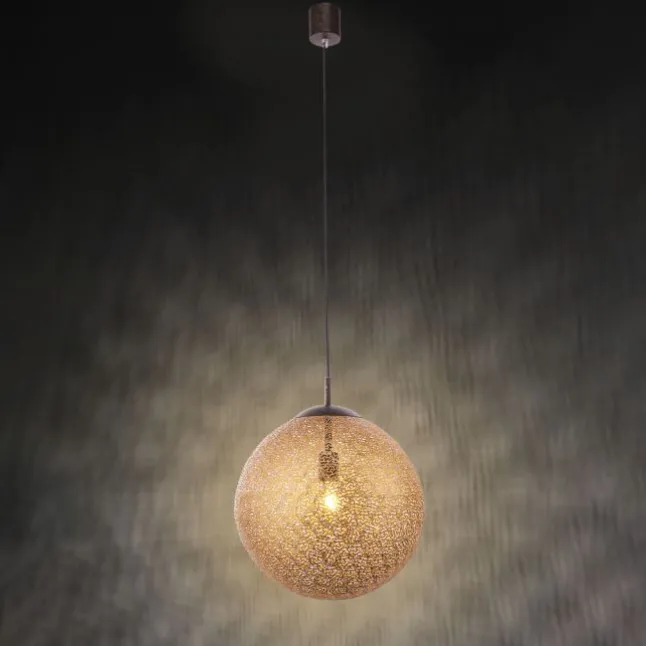 Pendelleuchte, Kugelform, Ø 40cm, goldfarben, brüniert, E27