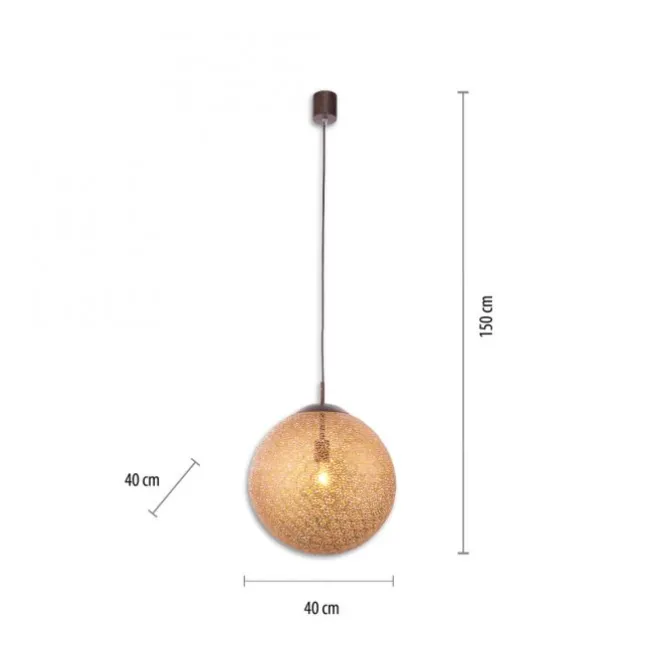 Pendelleuchte, Kugelform, Ø 40cm, goldfarben, brüniert, E27