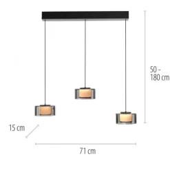Pendelleuchte LED RIKA 3 flammig schwarz Comfort Lift Simply Dim