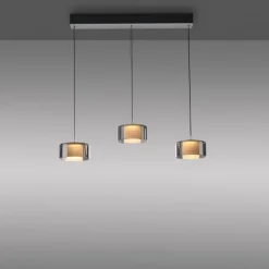 Pendelleuchte LED RIKA 3 flammig schwarz Comfort Lift Simply Dim