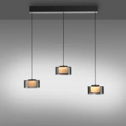 Pendelleuchte LED RIKA 3 flammig schwarz Comfort Lift Simply Dim