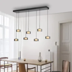 Pendelleuchte LED RIKA 7 flammig schwarz Comfort Lift Simply Dim