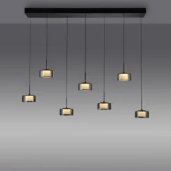 Pendelleuchte LED RIKA 7 flammig schwarz Comfort Lift Simply Dim