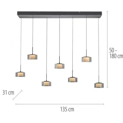 Pendelleuchte LED RIKA 7 flammig schwarz Comfort Lift Simply Dim