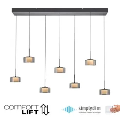Pendelleuchte LED RIKA 7 flammig schwarz Comfort Lift Simply Dim