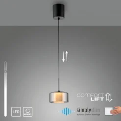 Pendelleuchte LED RIKA 1 flammig schwarz Comfort Lift Simply Dim