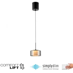 Pendelleuchte LED RIKA 1 flammig schwarz Comfort Lift Simply Dim