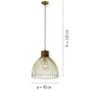 Pendelleuchte, messing, Ø 40cm, Mangoholz, Industrial-Look,