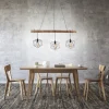Pendelleuchte modern, Holz, schwarz, 3-flammig, Drahtkörbe, E27 Fassung