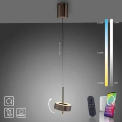Pendelleuchte Q-ROTATE 1 flammig dunkel metall braun höhenverstellbar