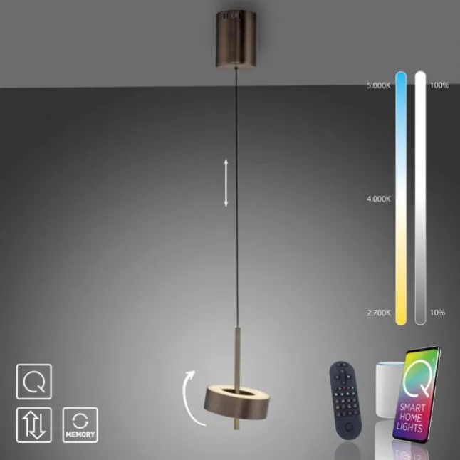 Pendelleuchte Q-ROTATE 1 flammig dunkel metall braun höhenverstellbar