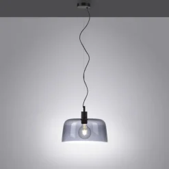 Pendelleuchte, rauchfarbenes Glas, stillvolle Optik