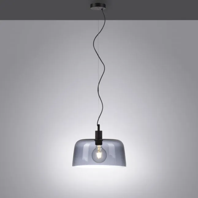Pendelleuchte, rauchfarbenes Glas, stillvolle Optik
