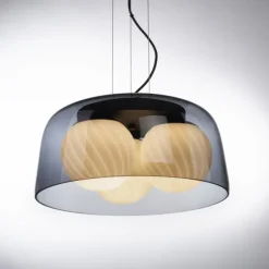 Pendelleuchte rauchfarben, stillvolle Optik