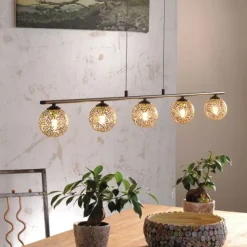 Pendelleuchte, rost, braun-gold, Landhaus-Stil, lichtdurchlässiges Muster