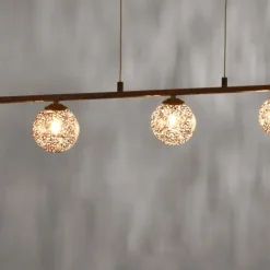 Pendelleuchte, rost, braun-gold, Landhaus-Stil, lichtdurchlässiges Muster