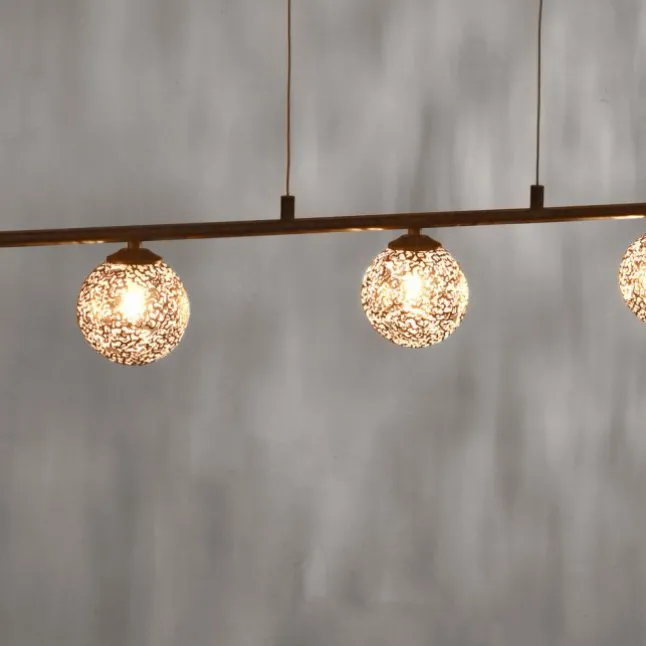 Pendelleuchte, rost, braun-gold, Landhaus-Stil, lichtdurchlässiges Muster