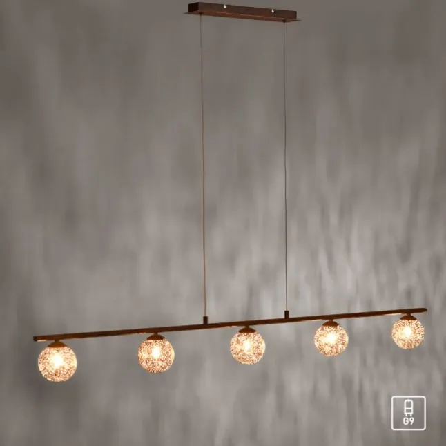 Pendelleuchte, rost, braun-gold, Landhaus-Stil, lichtdurchlässiges Muster