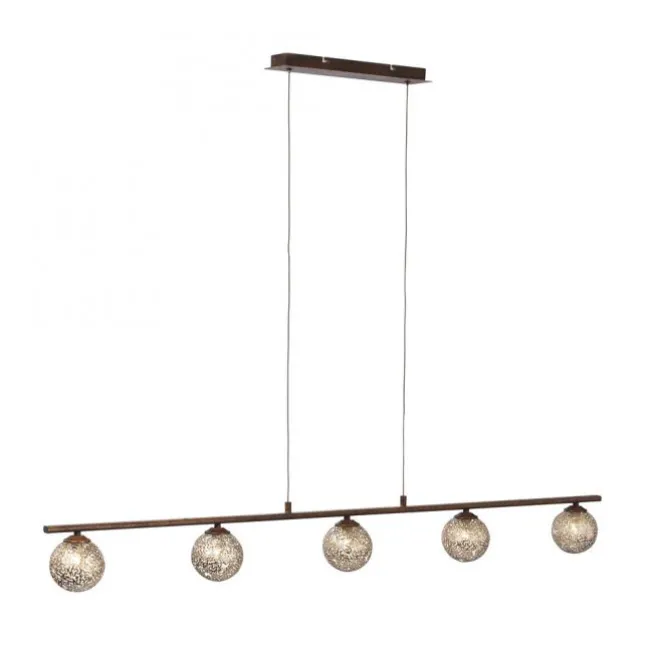 Pendelleuchte, rost, braun-gold, Landhaus-Stil, lichtdurchlässiges Muster