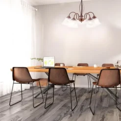 Pendelleuchte, rostfarben, Landhaus-Stil, 5-flammig, E14 Fassung
