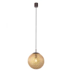 Pendelleuchte, rost-gold, Kugelform, E27 Fassung, lichtdurchlässiges Muster