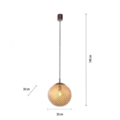 Pendelleuchte, rost-gold, Kugelform, E27 Fassung, lichtdurchlässiges Muster