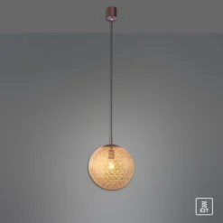 Pendelleuchte, rost-gold, Kugelform, E27 Fassung, lichtdurchlässiges Muster