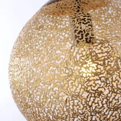 Pendelleuchte, rost-gold, Kugelform, E27 Fassung, lichtdurchlässiges Muster
