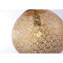 Pendelleuchte, rost-gold, Kugelform, E27 Fassung, lichtdurchlässiges Muster
