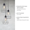 Pendelleuchte, schwarz, drei Metallkörbe, modern, Retro Stil, E27 Fassung