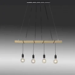 Pendelleuchte, schwarz, holz, dimmbar, E27, IP20, warmweiß