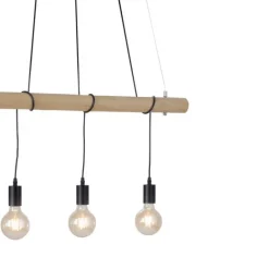 Pendelleuchte, schwarz, holz, dimmbar, E27, IP20, warmweiß