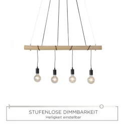 Pendelleuchte, schwarz, holz, dimmbar, E27, IP20, warmweiß