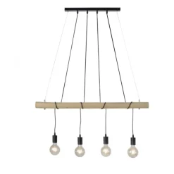 Pendelleuchte, schwarz, holz, dimmbar, E27, IP20, warmweiß