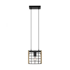Pendelleuchte schwarz Industrial Style Holz Metall