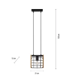 Pendelleuchte schwarz Industrial Style Holz Metall