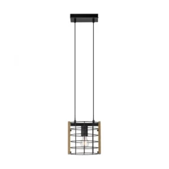 Pendelleuchte schwarz Industrial Style Holz Metall