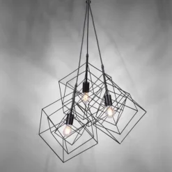 Pendelleuchte, schwarz, Metallkörben, Retro Design, E27, individuelle Licht