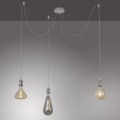 Pendelleuchte, stahl, 3-flammig, Retro-Stil, E27 Fassung, modern, vintage