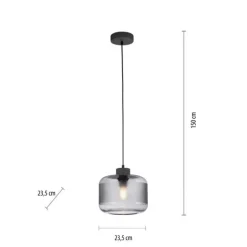 Pendelleuchte stahl, rauchfarbiges Glas