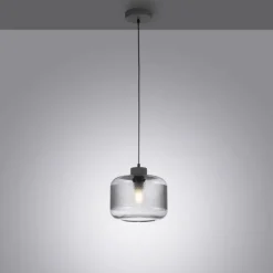 Pendelleuchte stahl, rauchfarbiges Glas