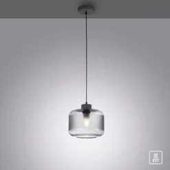Pendelleuchte stahl, rauchfarbiges Glas