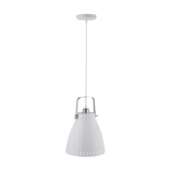 Pendelleuchte, weiß lackiert, Industrial-Stil, E27 Fassung, modern, rund