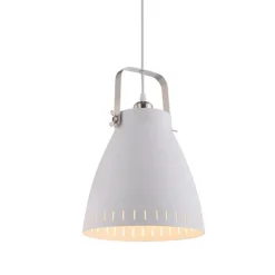 Pendelleuchte, weiß lackiert, Industrial-Stil, E27 Fassung, modern, rund