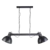Pendelleuchte, 2 x E27, metallic-schwarz, Retro+Industrial Stil,