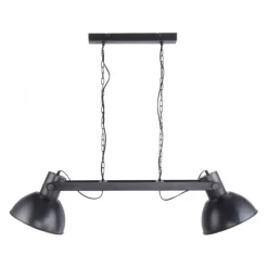 Pendelleuchte, 2 x E27, metallic-schwarz, Retro+Industrial Stil,