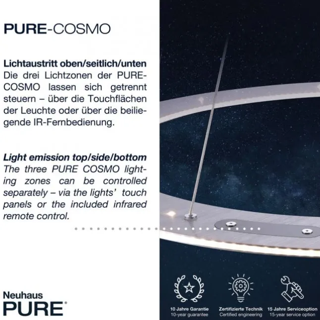 PURE Cosmo LED-Pendelleuchte, kreisrund, Lichtfarbensteuerung, dimmbar